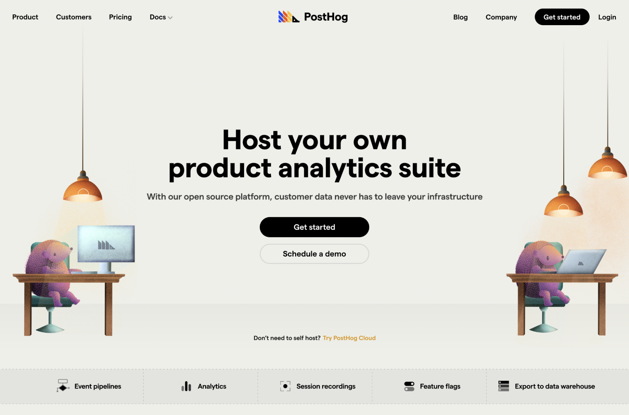 PostHog rebrand - Homepage